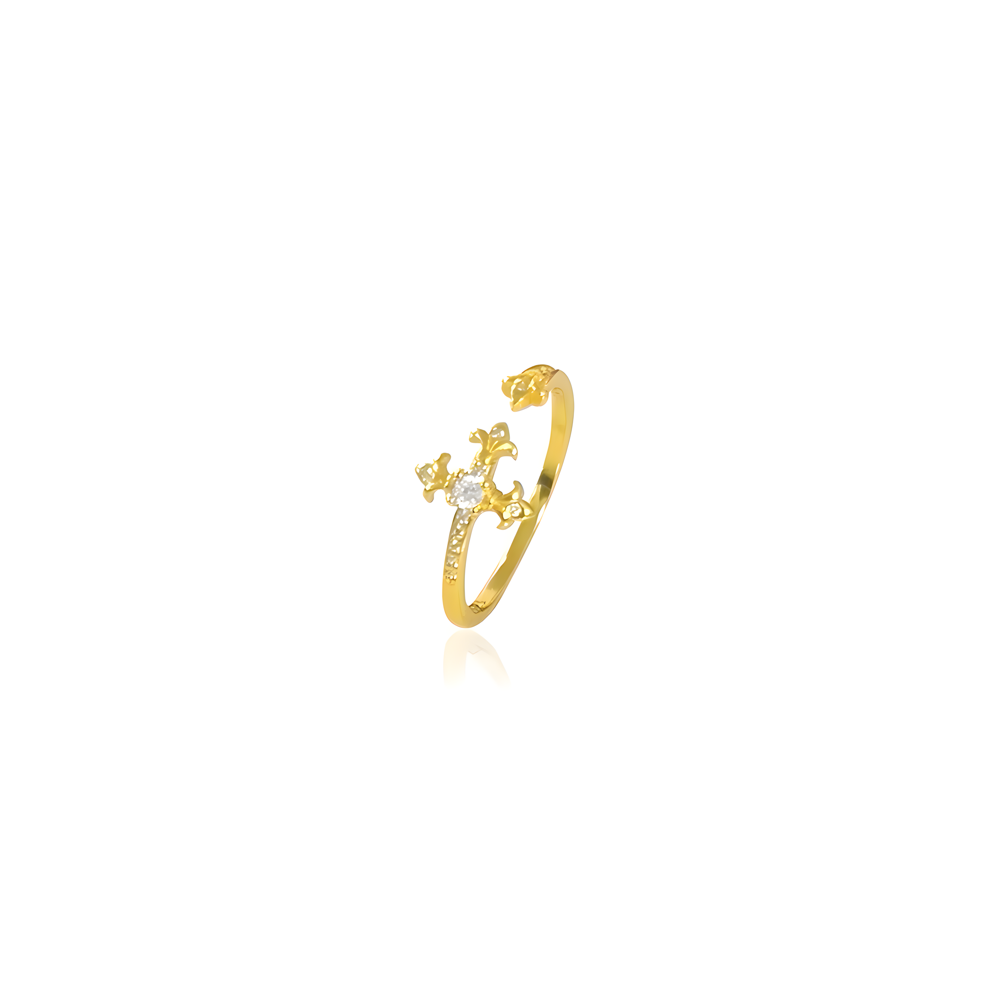 Eternal Cross Ring | 925 Sterling Silver / 18K Gold Plated Moissanite Adjustable Cross Ring, Unisex Couple Jewelry Gift