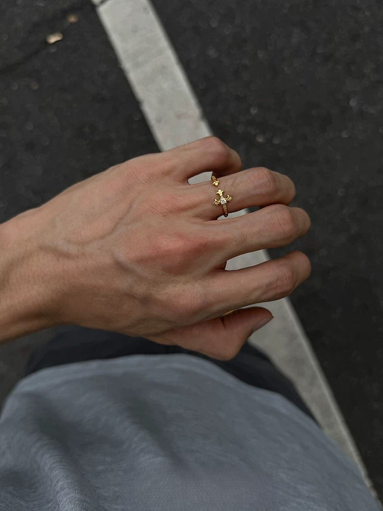 Eternal Cross Ring | 925 Sterling Silver / 18K Gold Plated Moissanite Adjustable Cross Ring, Unisex Couple Jewelry Gift