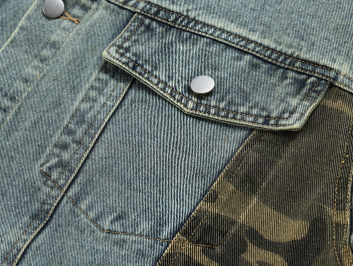 Camo' Paneled Denim Jacket