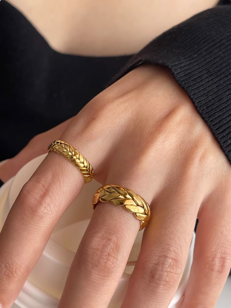Aurora Ring | Chunky Leaf Adjustable Ring, Vintage Inspired Gold Plated Open Ring, Unisex Statement Jewelry