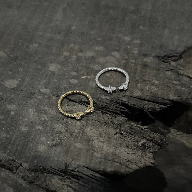 Starlit Moon Ring | Adjustable Gold & Silver Star Crescent Band