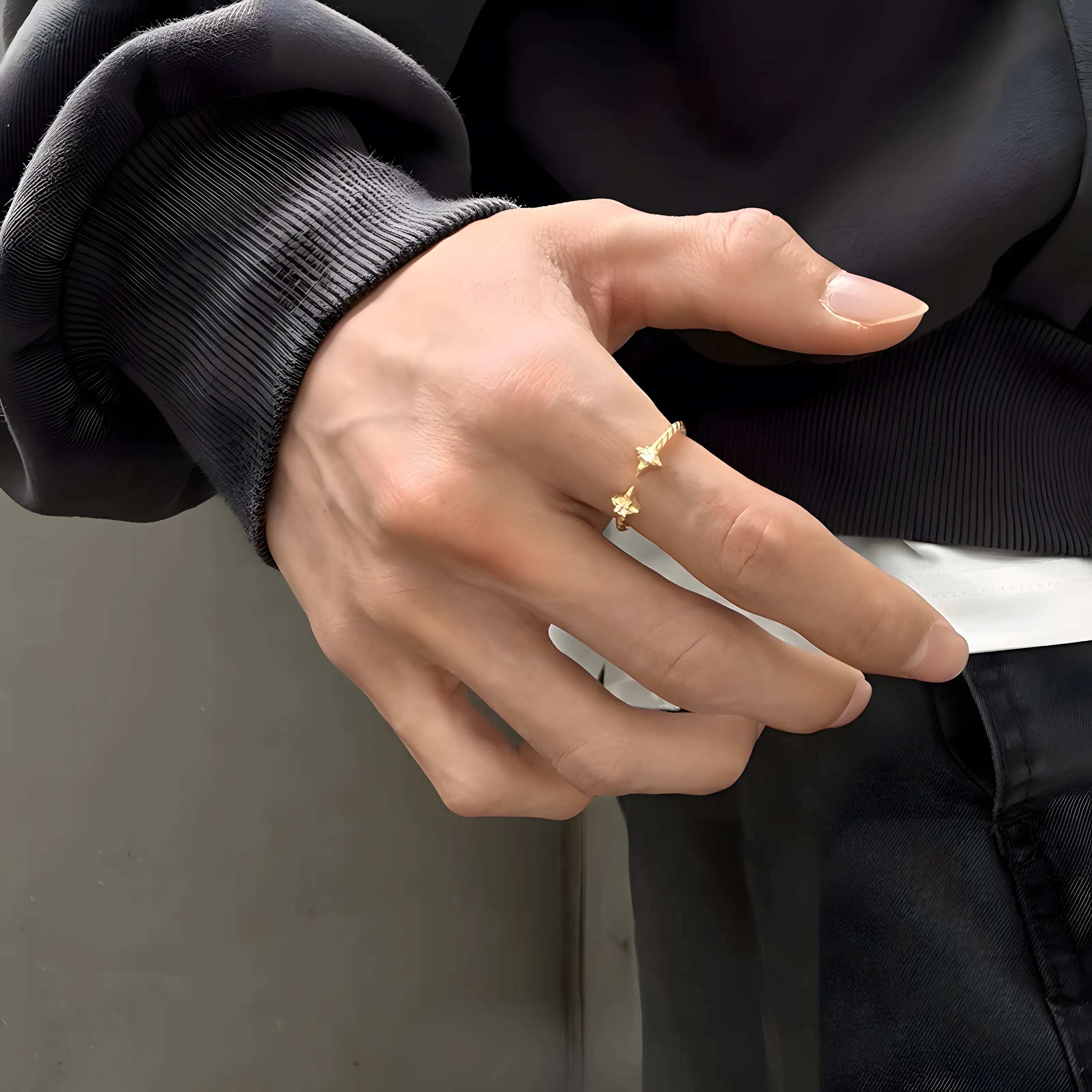 Starlit Moon Ring | Adjustable Gold & Silver Star Crescent Band